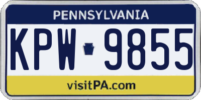 PA license plate KPW9855