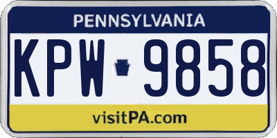 PA license plate KPW9858