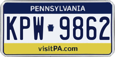 PA license plate KPW9862