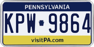 PA license plate KPW9864