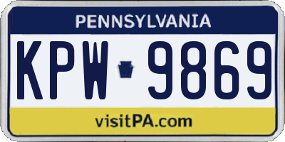 PA license plate KPW9869