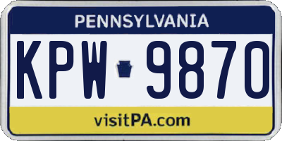 PA license plate KPW9870