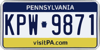 PA license plate KPW9871