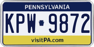 PA license plate KPW9872
