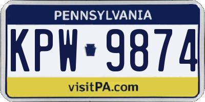 PA license plate KPW9874