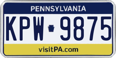 PA license plate KPW9875