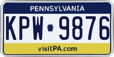 PA license plate KPW9876