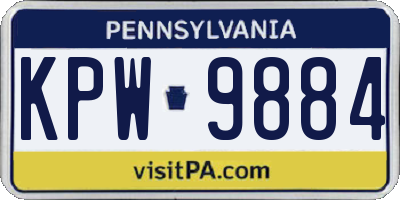 PA license plate KPW9884