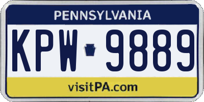 PA license plate KPW9889