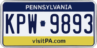 PA license plate KPW9893