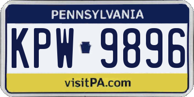 PA license plate KPW9896
