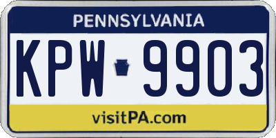 PA license plate KPW9903