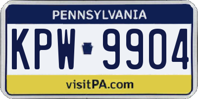 PA license plate KPW9904