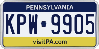 PA license plate KPW9905