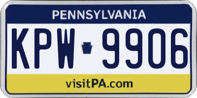 PA license plate KPW9906