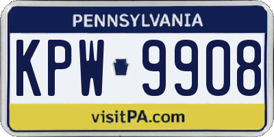 PA license plate KPW9908