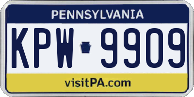 PA license plate KPW9909