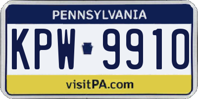 PA license plate KPW9910