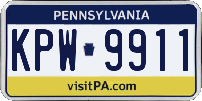 PA license plate KPW9911