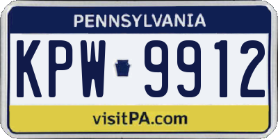 PA license plate KPW9912