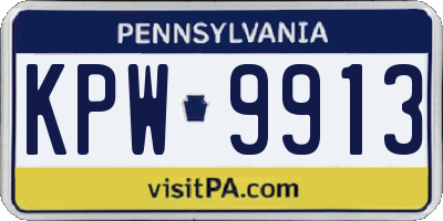 PA license plate KPW9913