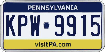 PA license plate KPW9915