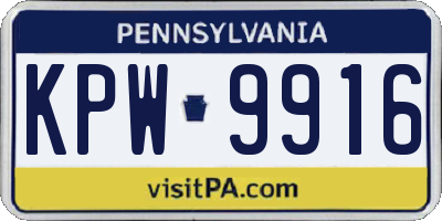 PA license plate KPW9916
