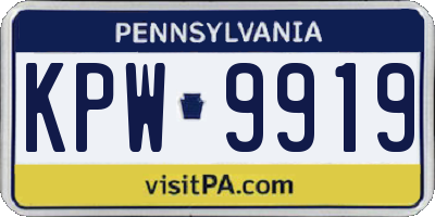 PA license plate KPW9919