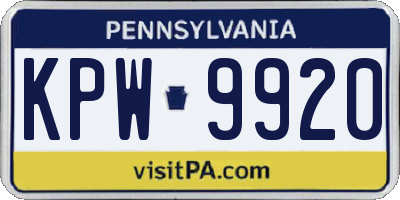 PA license plate KPW9920