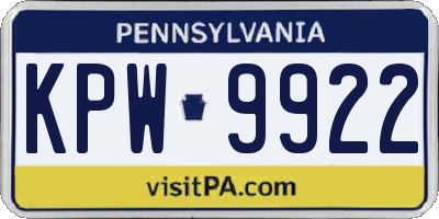 PA license plate KPW9922