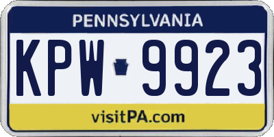 PA license plate KPW9923