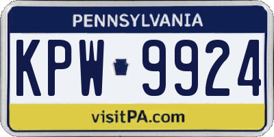 PA license plate KPW9924