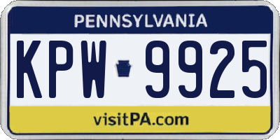 PA license plate KPW9925