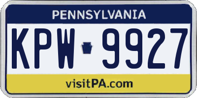 PA license plate KPW9927