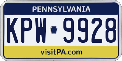 PA license plate KPW9928