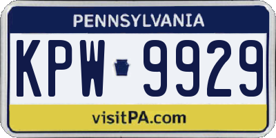 PA license plate KPW9929