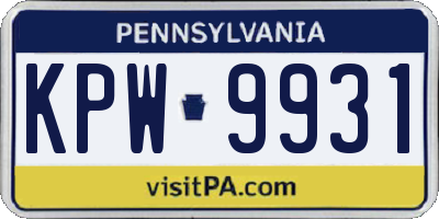 PA license plate KPW9931