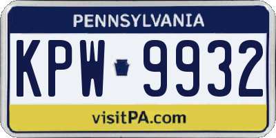 PA license plate KPW9932
