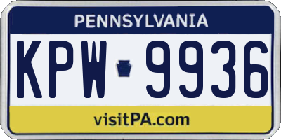 PA license plate KPW9936