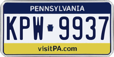 PA license plate KPW9937