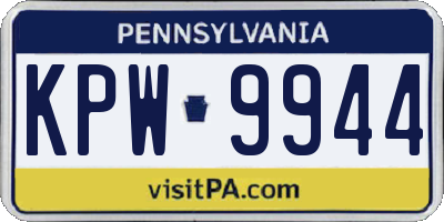 PA license plate KPW9944