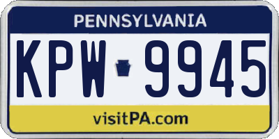 PA license plate KPW9945