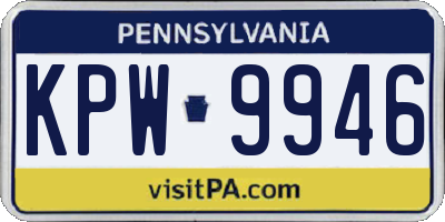 PA license plate KPW9946