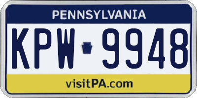 PA license plate KPW9948