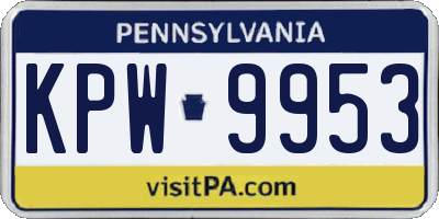 PA license plate KPW9953