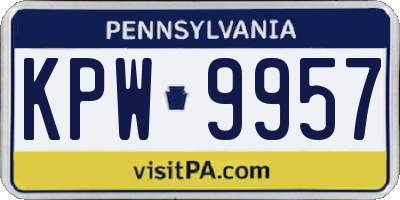 PA license plate KPW9957