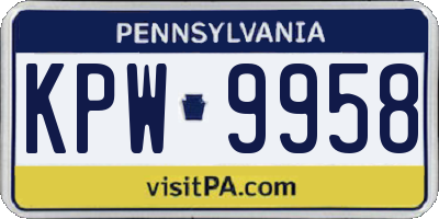 PA license plate KPW9958