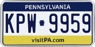 PA license plate KPW9959