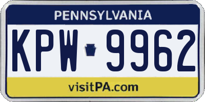 PA license plate KPW9962