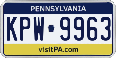 PA license plate KPW9963